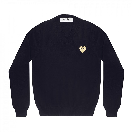 Play-Gold-Heart-V-Neck-Sweater-Navy