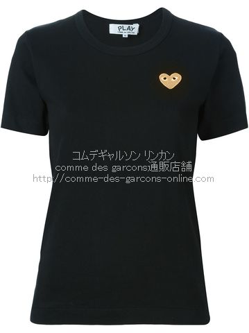 COMMEdesGARCONS PLAY ワンポイントゴールド Heart Tシャツ 黒