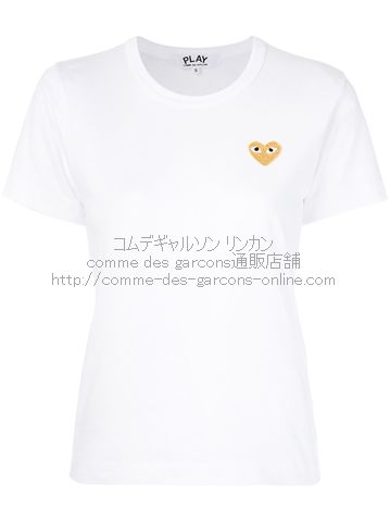 COMME DES GARCONS PLAY 白のコットンハートロゴTシャツ-