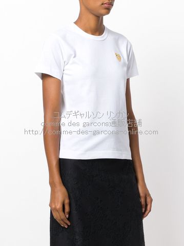 COMMEdesGARCONS PLAY ワンポイントゴールド Heart Tシャツ 白