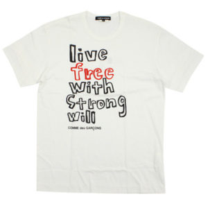 コムデギャルソン メッセージTシャツ LIVE FREE WITH STRONG