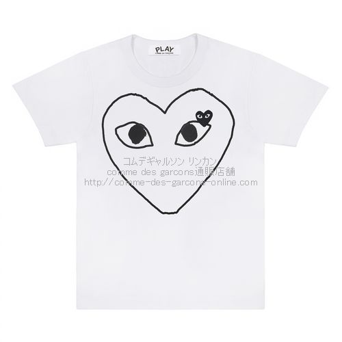 【人気カラー】プレイコムデギャルソン Tシャツ 黒ハート 白 完売モデル S