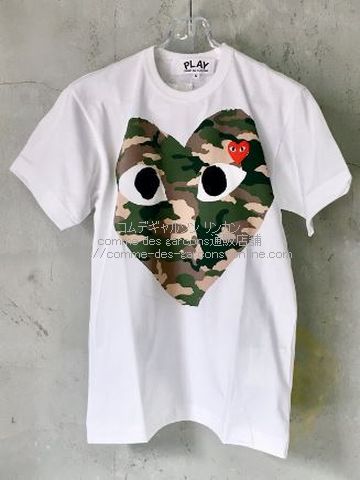 プレイ コムデギャルソン 迷彩カモのハート 赤ワッペンtシャツ コムデギャルソン リンカン Comme Des Garcons通販店舗