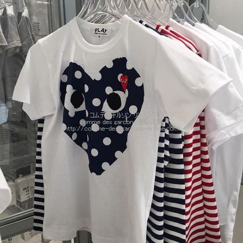 プレイ コムデギャルソン ポルカドットのハート 赤ワッペンtシャツ コムデギャルソン リンカン Comme Des Garcons通販店舗