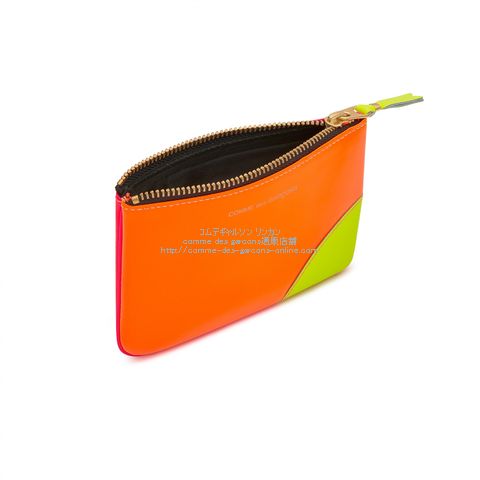 コムデギャルソン財布 SUPER FLUO SA8100SF ポーチS（ライトオレンジ・ピンク）
