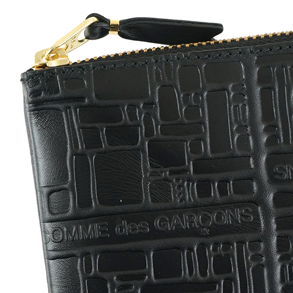 コムデギャルソン ウォレット SA3100EL ミニ財布・コインケース（黒・ブラック）エンボス柄