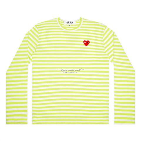 コムデギャルソン COMME des GARCONS 2022年春夏 コットンポリエステル ボーダー 長袖 Ｔシャツ イエローxピンク【サイズS】【レディース】