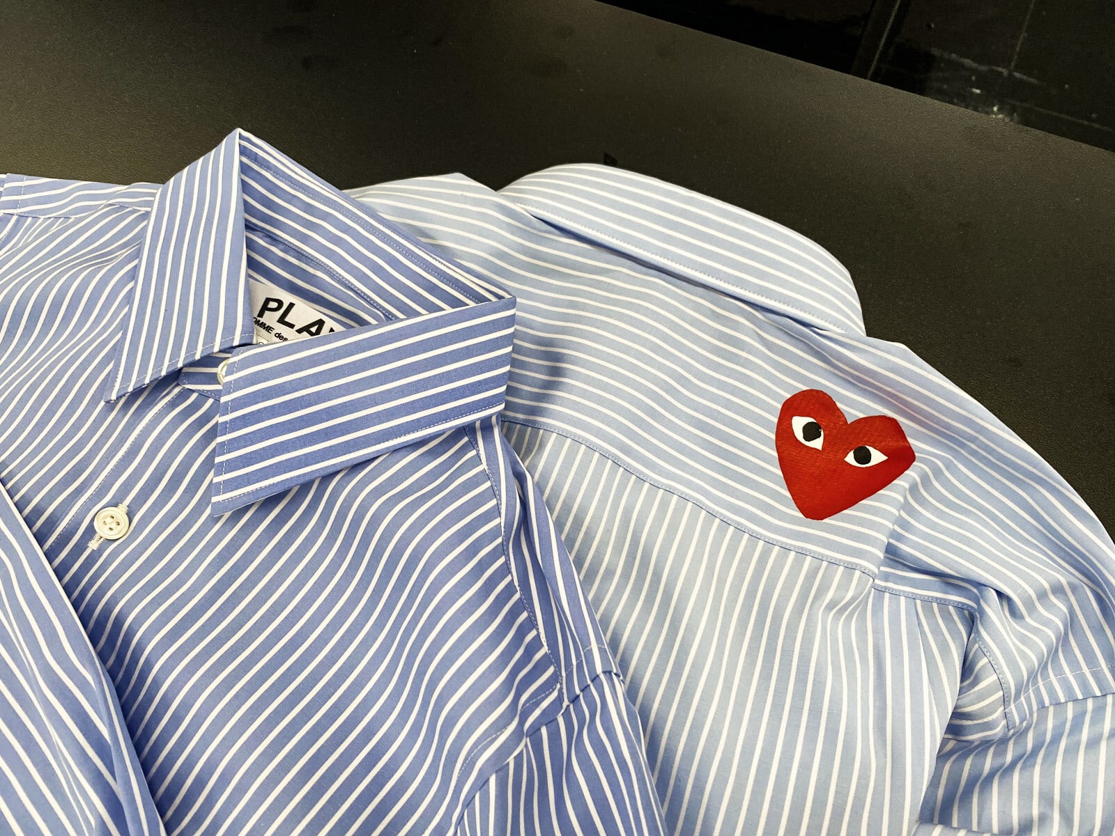 美しい 新品 プレイコムデギャルソン ノースフェイスコラボ Yシャツ ストライプ 水色 シャツ/ブラウス(七分/長袖)