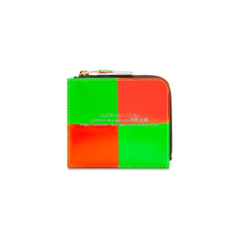 コムデギャルソン L字型ミニ財布 SA3100FS フロースクエア-グリーン・オレンジ-