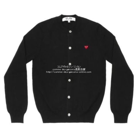 PLAY comme des garcons  ブラックウールニットカーディガンプレイコムデギャルソン