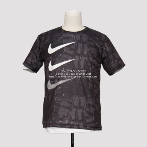 ブラック コムデギャルソン × Nike 横スラッシュ コラボTシャツ-2022SS-