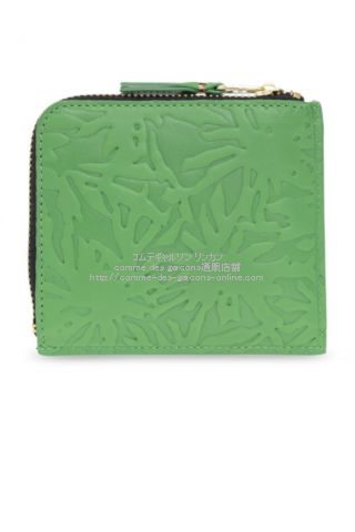 コムデギャルソン エンボスフォレスト L字型ミニ財布・コインケース-グリーン-