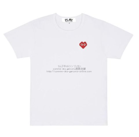 プレイ コムデギャルソン×インベーダー 半袖Tシャツ-白-