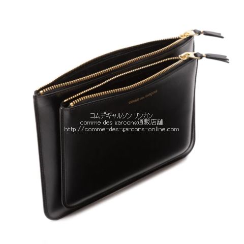 ウォレット コムデギャルソン アウトサイドポケット クラッチバッグ・ポーチ型財布-L-黒