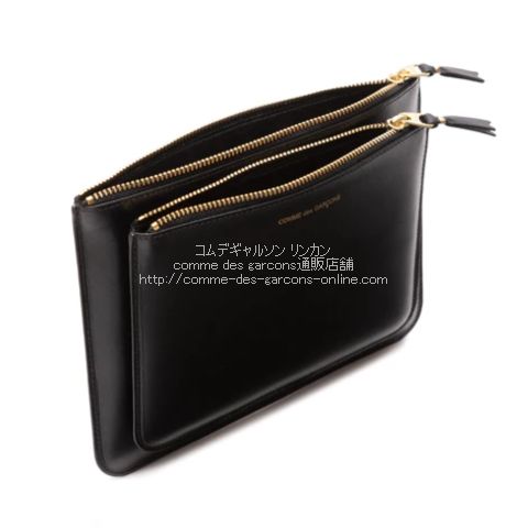 横約11cm新品 コムデギャルソン ウォレット アウトサイド ポケット 黒 L字 財布