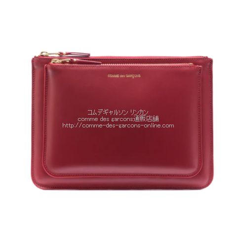 ウォレット コムデギャルソン アウトサイドポケット クラッチバッグ・ポーチ型財布-L-赤