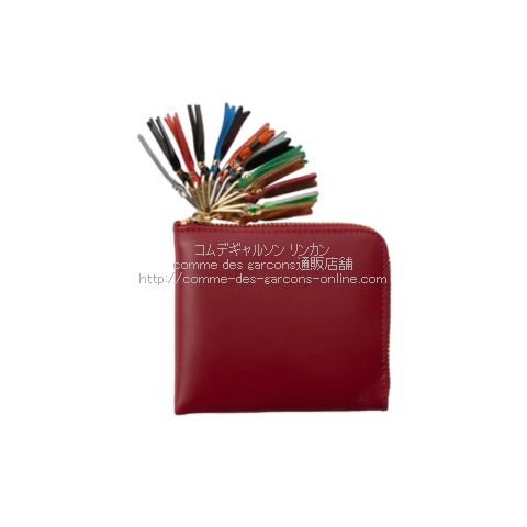コムデギャルソン Black SA3100 L字型ミニ財布-赤- ジッパー プル ジップ アラウンド ウォレット