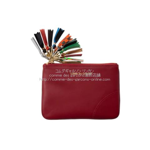 コムデギャルソン Black SA8100 ポーチ型ミニ財布-赤- ジッパー プル ジップ アラウンド ウォレット