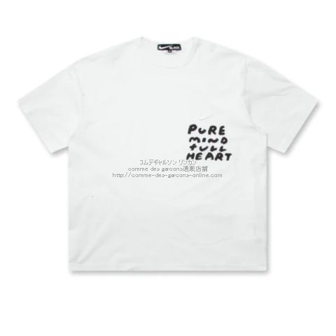 ブラック コムデギャルソン ナイキ オ－バーサイズ メッセージTシャツ-2023SS-胸プリント