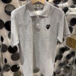 プレイ コムデギャルソン ポロシャツ 黒ハート-グレー-ユニセックス