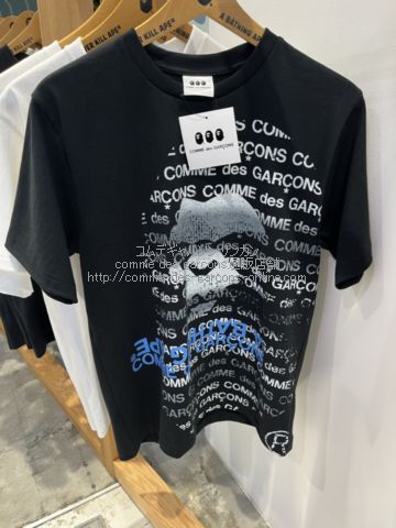 コムデギャルソン大阪 X BAPE Wロゴ・グラフィック 半袖Tシャツ-黒-