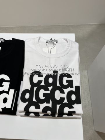 コムデギャルソン 限定 CDGロゴ 半袖Tシャツ-白
