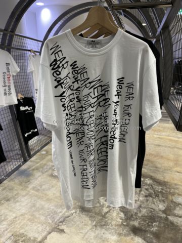 コムデギャルソン メッセージTシャツ-白-手書き風スローガン ペイント-| コムデギャルソン リンカン-comme des garcons 通販店舗-送料無料・即日発送-