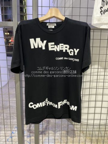 コムデギャルソン メッセージTシャツ-黒-胸元＆裾スローガン| コムデギャルソン リンカン-comme des garcons 通販店舗-送料無料・即日発送-