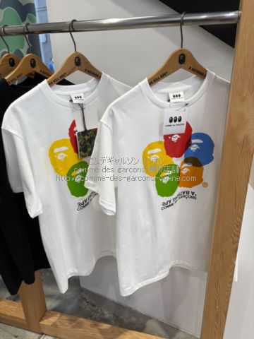 batpe-cdg-25ss-5ape-head-tee-wh