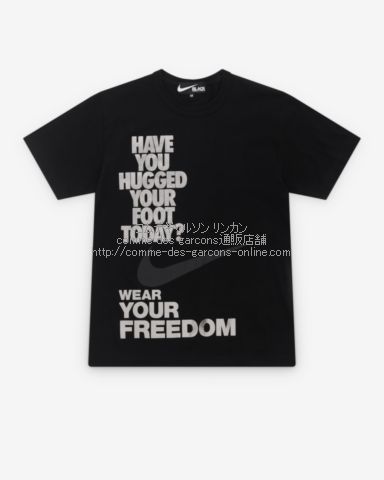 ブラックコム・デ・ギャルソン　ナイキコラボTシャツ ブラック コムデギャルソン × Nike 縦3本スラッシュ×チェーン