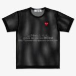 プレイ コムデギャルソン 赤ハート メッシュTシャツ-黒-
