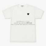 プレイ コムデギャルソン 黒ハート 大メッシュTシャツ-白-