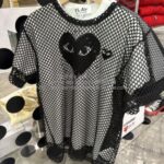 プレイ コムデギャルソン 黒ハート 大メッシュTシャツ-黒
