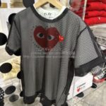 プレイ コムデギャルソン 赤ハート メッシュTシャツ-黒-