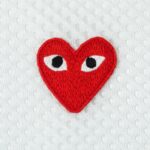 プレイ コムデギャルソン 赤ハート メッシュTシャツ-白-