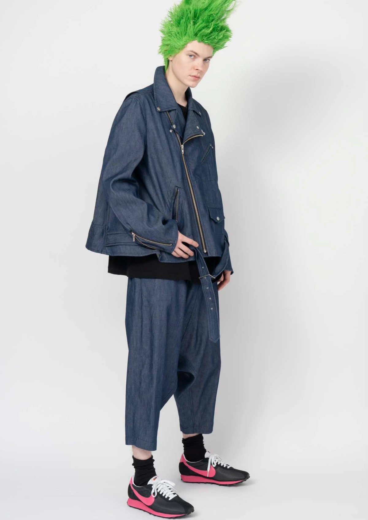 ブラック コムデギャルソン デニム サルエル パンツ-26SS