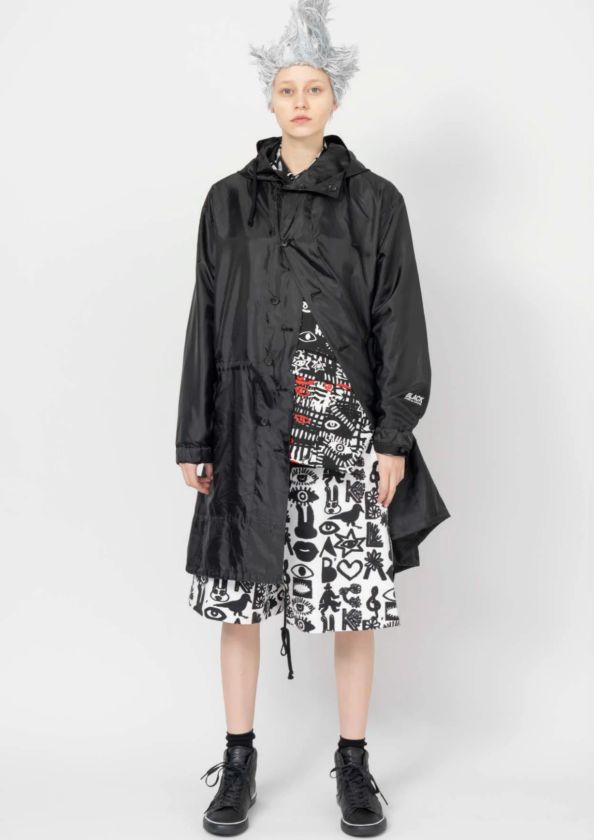 ブラック コムデギャルソン モッズ コート-26SS