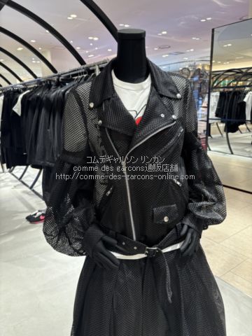 ブラック コムデギャルソン メッシュ ライダーズジャケット-26SS
