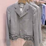 コムデギャルソンガール フリル付 グレー テーラードジャケット--26SS