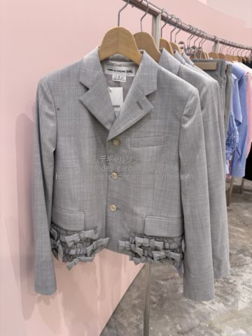 コムデギャルソンガール フリル付 グレー テーラードジャケット--26SS
