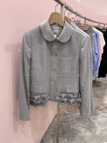 コムデギャルソンガール フリル付 グレー 丸襟ジャケット-26SS