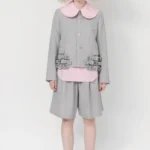 コムデギャルソンガール フリル付 グレー 丸襟ジャケット-26SS