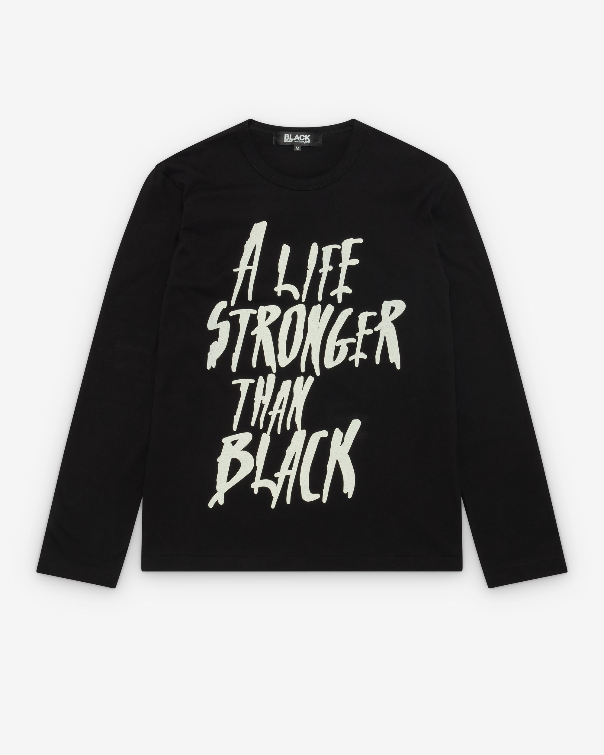 ブラック コムデギャルソン メッセージ長袖Tシャツ-ロンT-黒-1Q-T101-26SS
