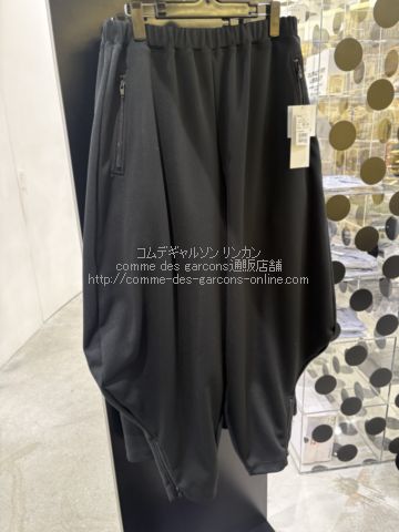 ブラック コムデギャルソン 新定番 パンツ-ジャージ生地×黒ZIP-