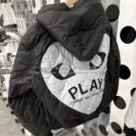 プレイ コムデギャルソン キルティングフーディー・パーカー 黒ハート ワンポイント×バックプリント-ユニセックス