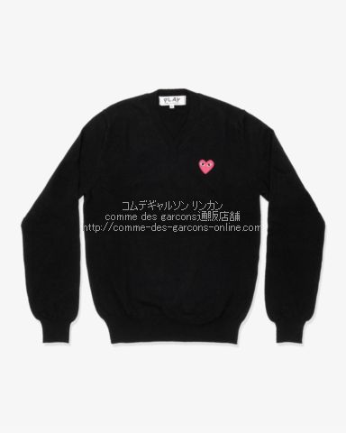 プレイ コムデギャルソン ピンクハート Vネック ニット・セーター 黒