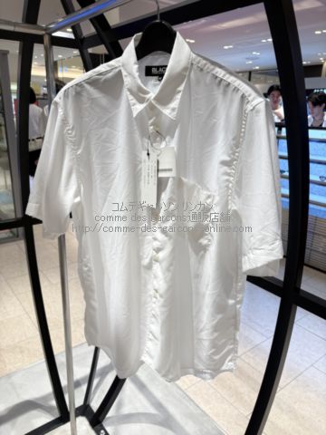 ブラック コムデギャルソン しわ加工 エステル 半袖シャツ-ブラウス-白