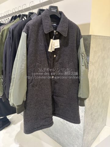 コムデギャルソンオム ウール縮絨ナイロンツイルコート-26AW